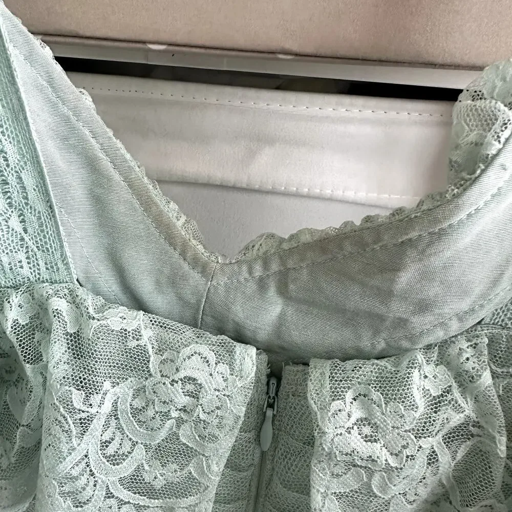 LoveShackFancy Sharelle Tulle Maxi Dress Gown Mint Green - Picture 6 of 9